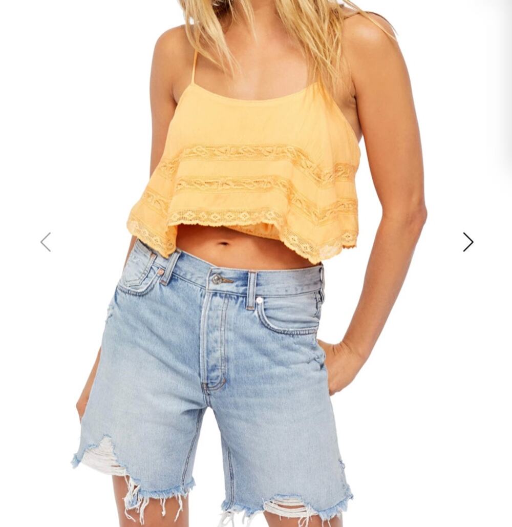 Free People Boho Top Shirt Blouse Home Again Swing Tie-Back Crop Top NWT